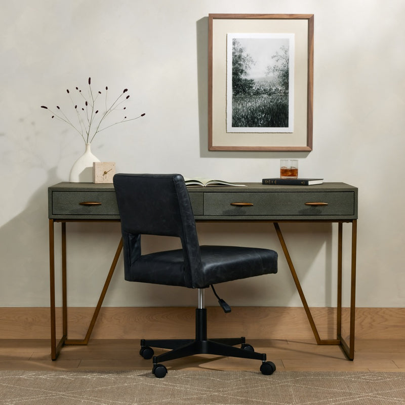 Shagreen Desk Grey Staged Image with Office Chair 107640-008

