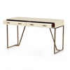 Four Hands Shagreen Desk Ivory Angled View Open Drawers