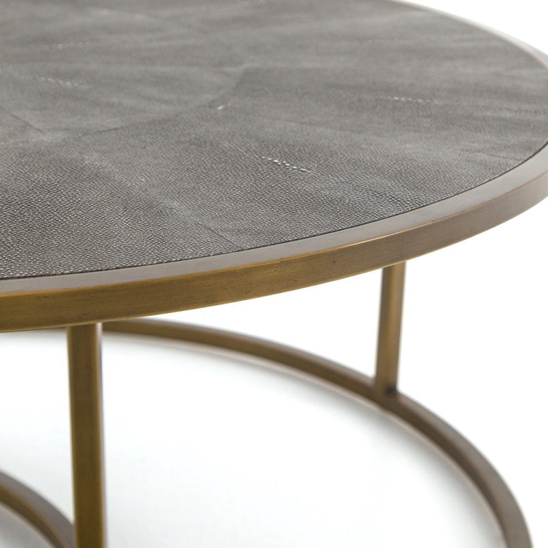 Shagreen Nesting Coffee Table Grey Lends to Rich Texture