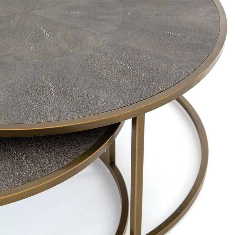 Shagreen Nesting Coffee Table Brass Finished Iron Curves