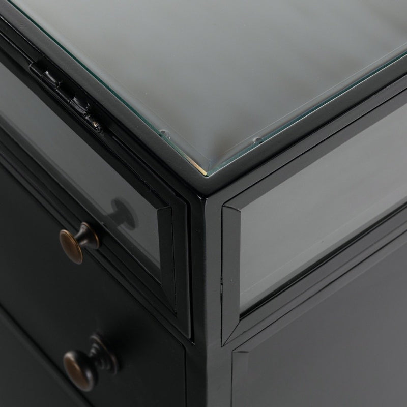 Shadow Box Nightstand Glass Enclosure Detail