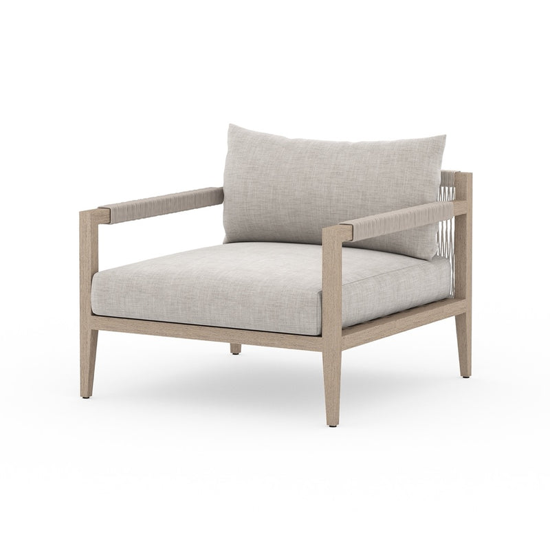 Sherwood Outdoor Chair, Washed Brown - Stone Grey angled view 