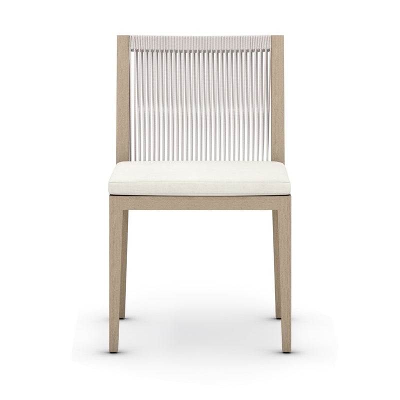 Sherwood Outdoor Dining Chair, Washed Brown - Natural Ivory front view 