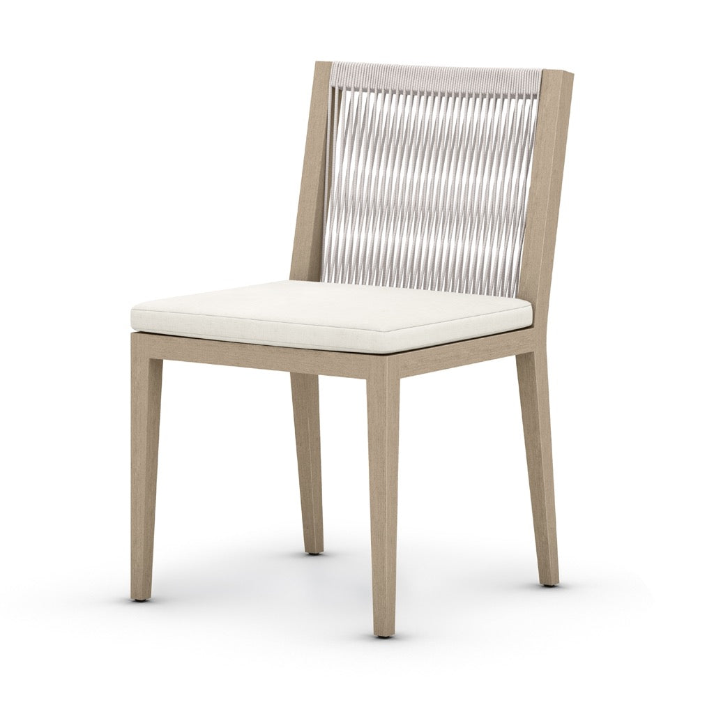 Sherwood Outdoor Dining Chair, Washed Brown Natural Ivory angled view 