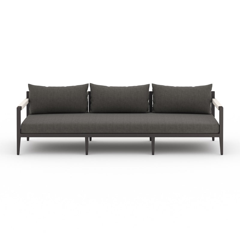 Sherwood Outdoor Sofa, Bronze - Charcoal full front view 