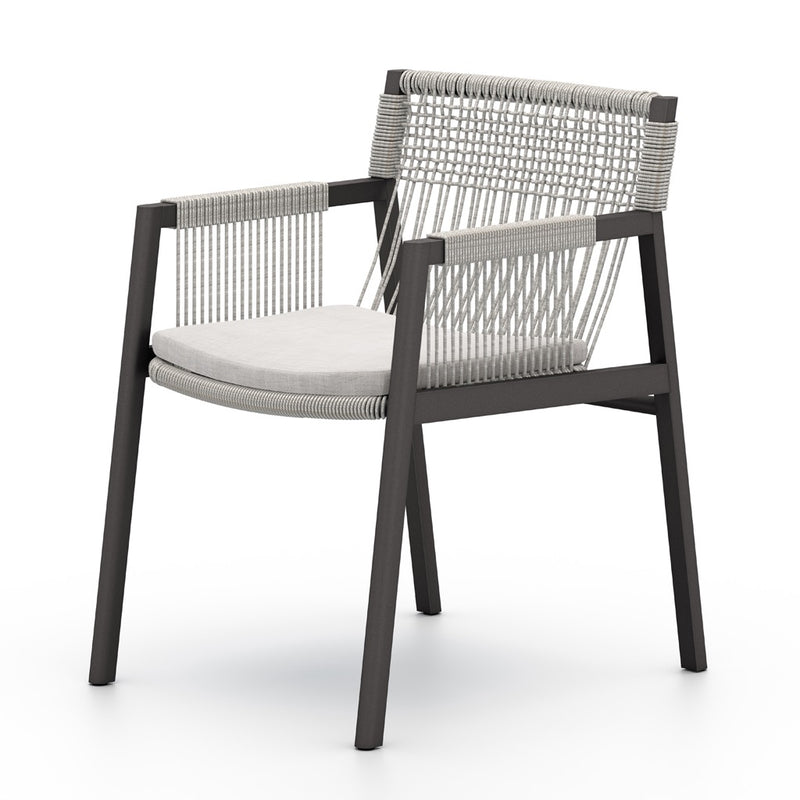 Shuman Outdoor Dining Chair Stone Grey angled view