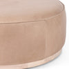 Sinclair Round Ottoman Burlap Top Grain Leather Rounded Edge 106119-005
