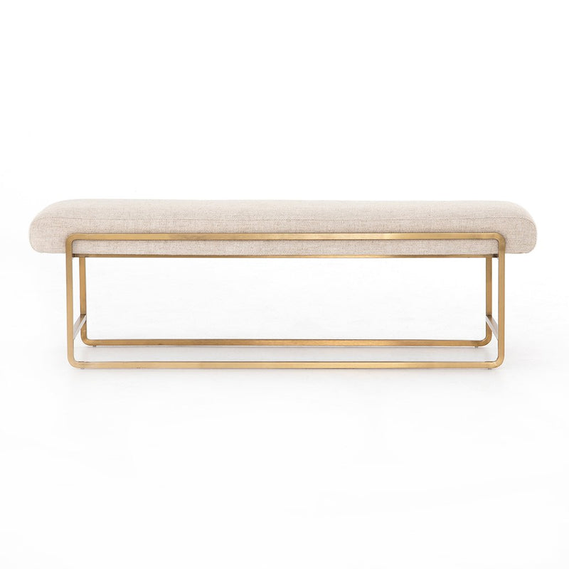 Sled Upholstered Accent Bench - Thames Cream Side View
