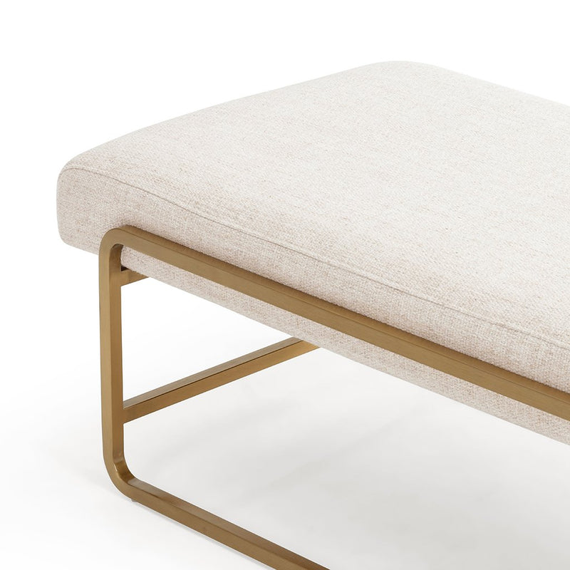 Sled Upholstered Accent Bench - Thames Cream Seat Detail