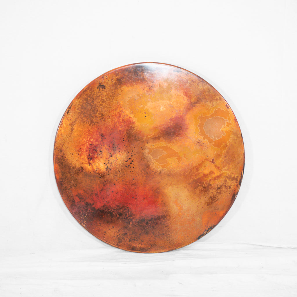 Smooth Copper Tabletop - Round & Natural Patina Finish - Front View