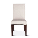 Sofie Off-White Dining Chair with Walnut Legs