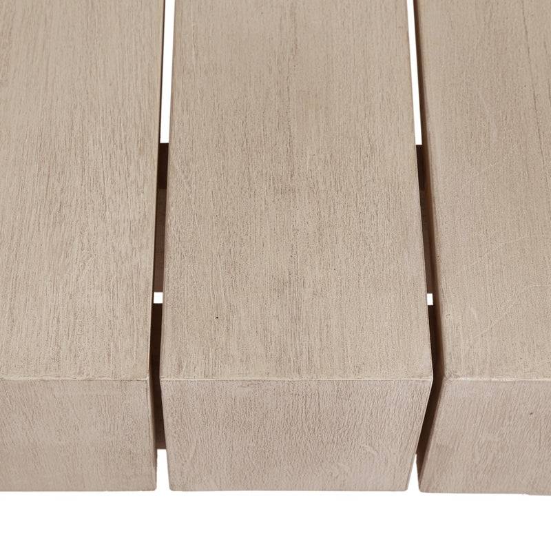 Four Hands Sonora Outdoor Dining Table Washed Brown Teak Slats Detail