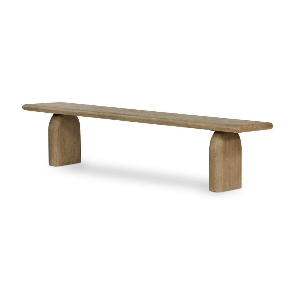 Sorrento Dining Bench Aged Drift Angled View Four Hands