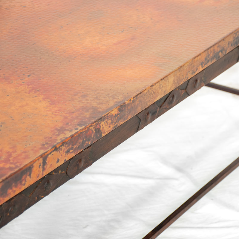 Swansea Copper Coffee Table - Southwest Natural Copper Style - Side Detail View