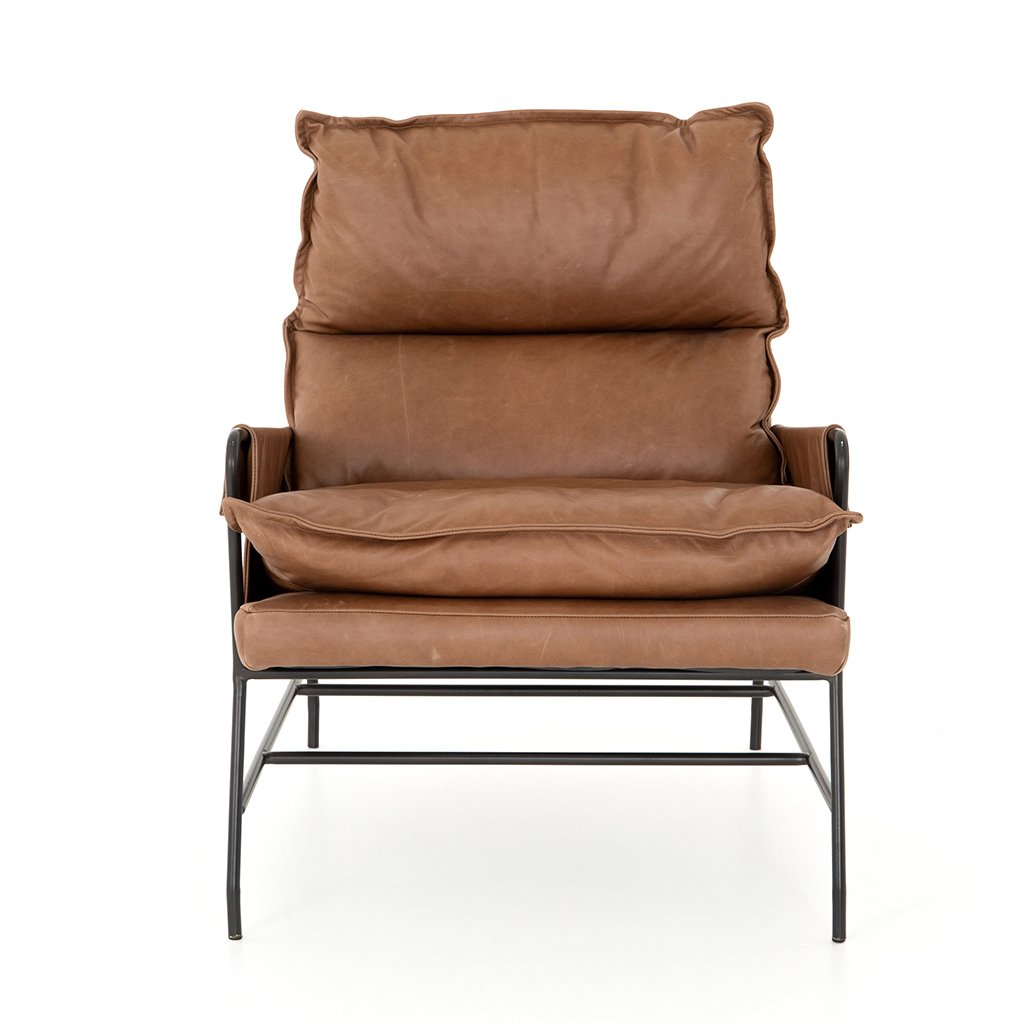 Saddle leather deals accent chair