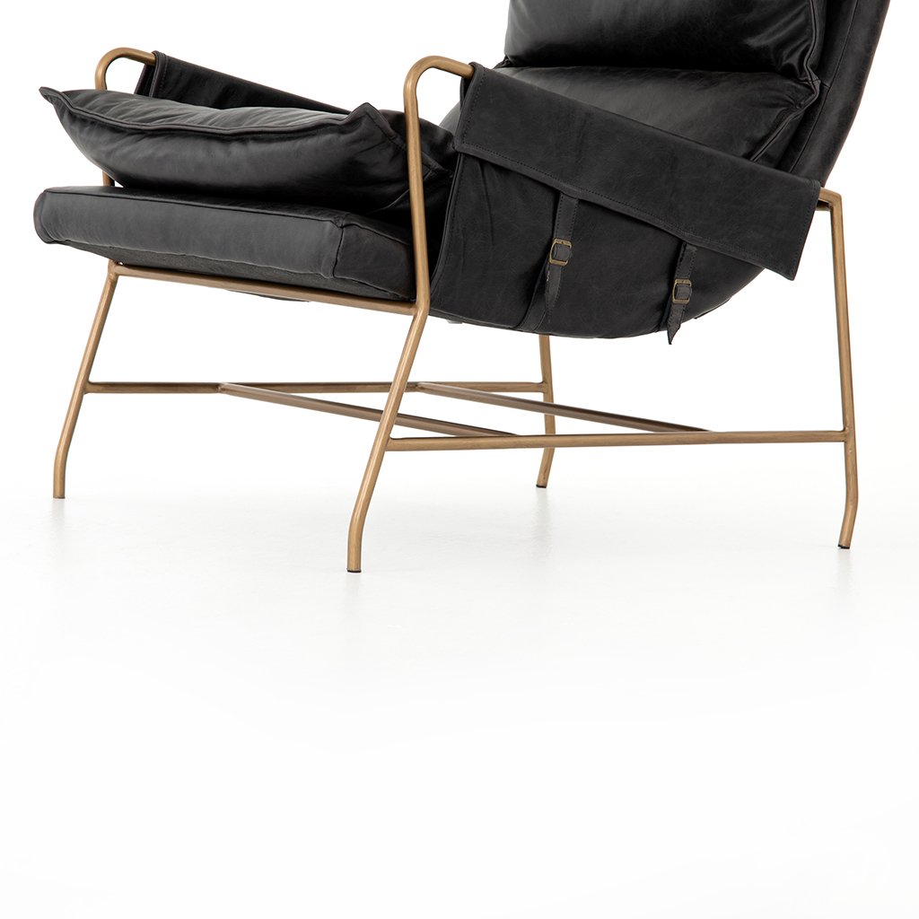 Taryn Black Leather Lounge Chair Four Hands Artesanos Design Collection