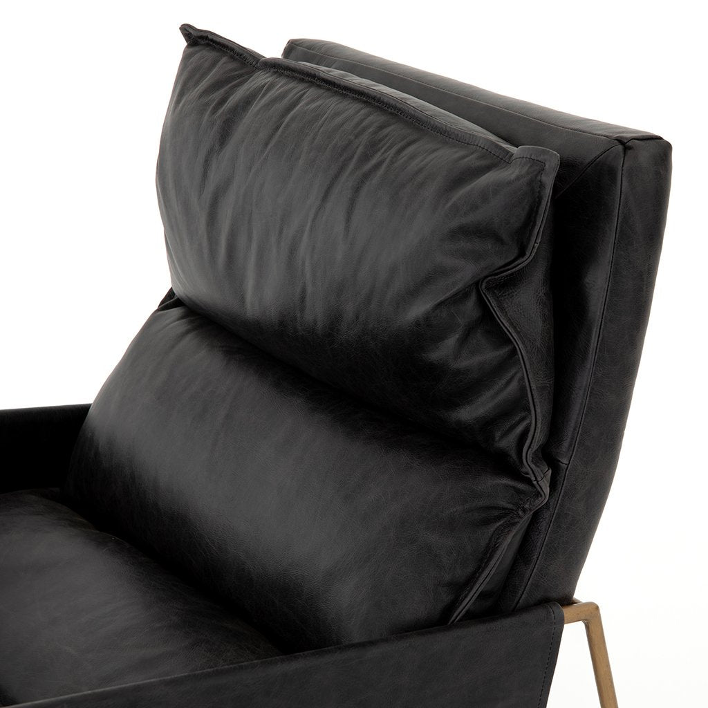 Taryn Black Leather Lounge Chair Four Hands Artesanos Design Collection