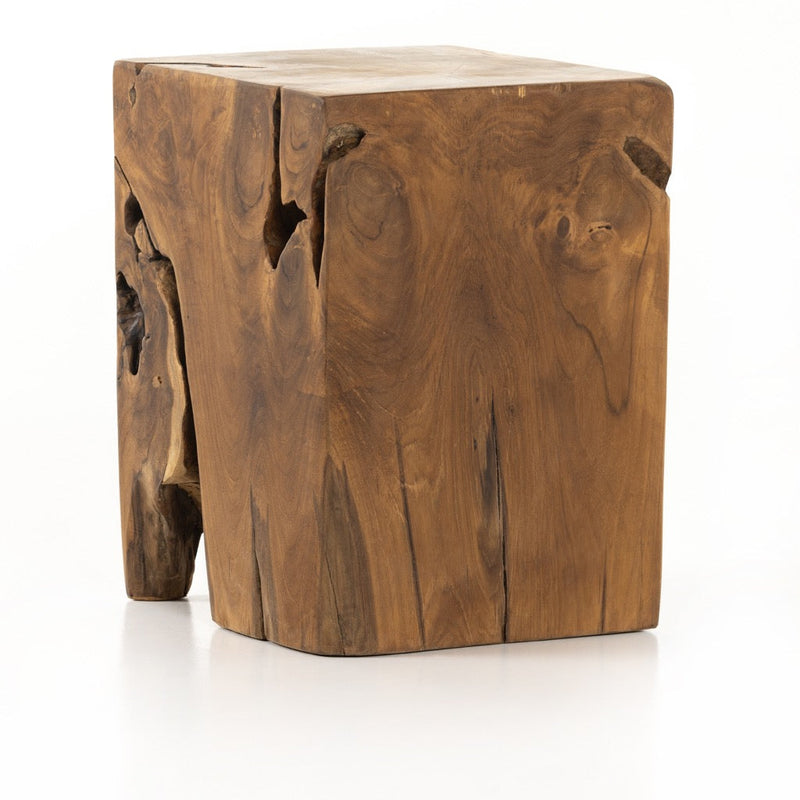Teak Square Outdoor Stool Angled View 227026-002

