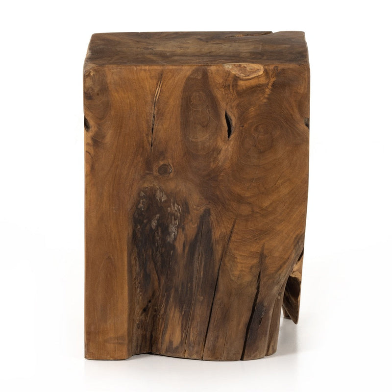 Teak Square Outdoor Stool Side View