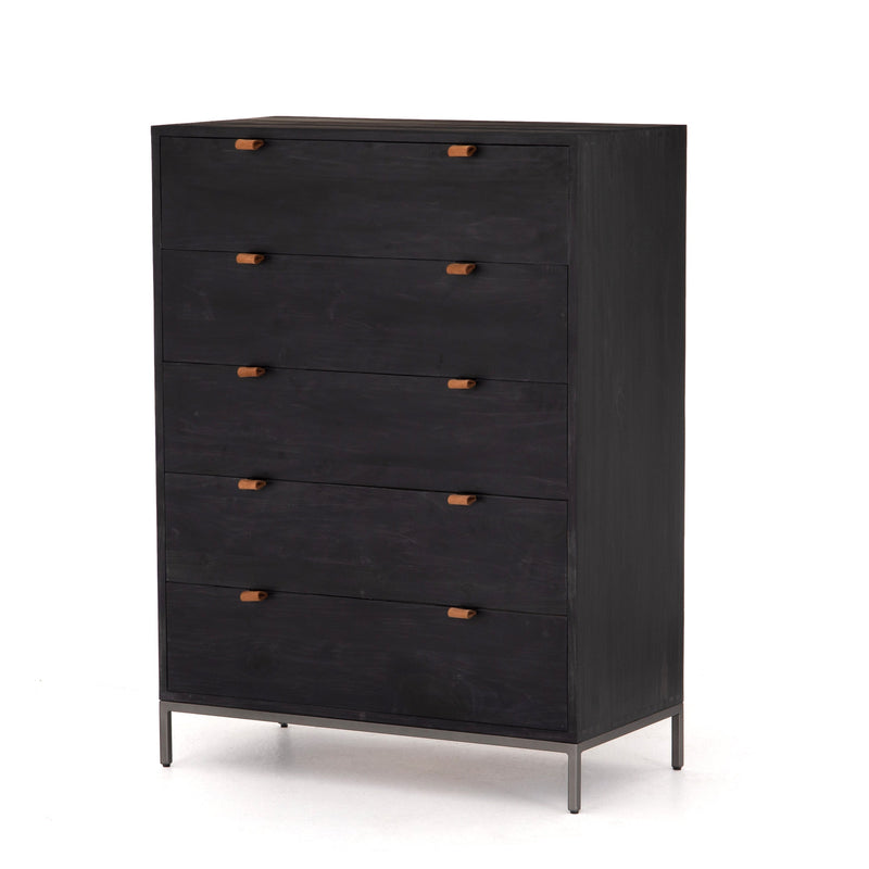 black dresser white handles Furniture of America Syracuse Dark Walnut timeless look that easily blends with any decor Trey 5 Drawer Dresser -