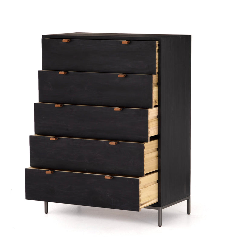 Trey 5 Drawer Dresser - Black Wash