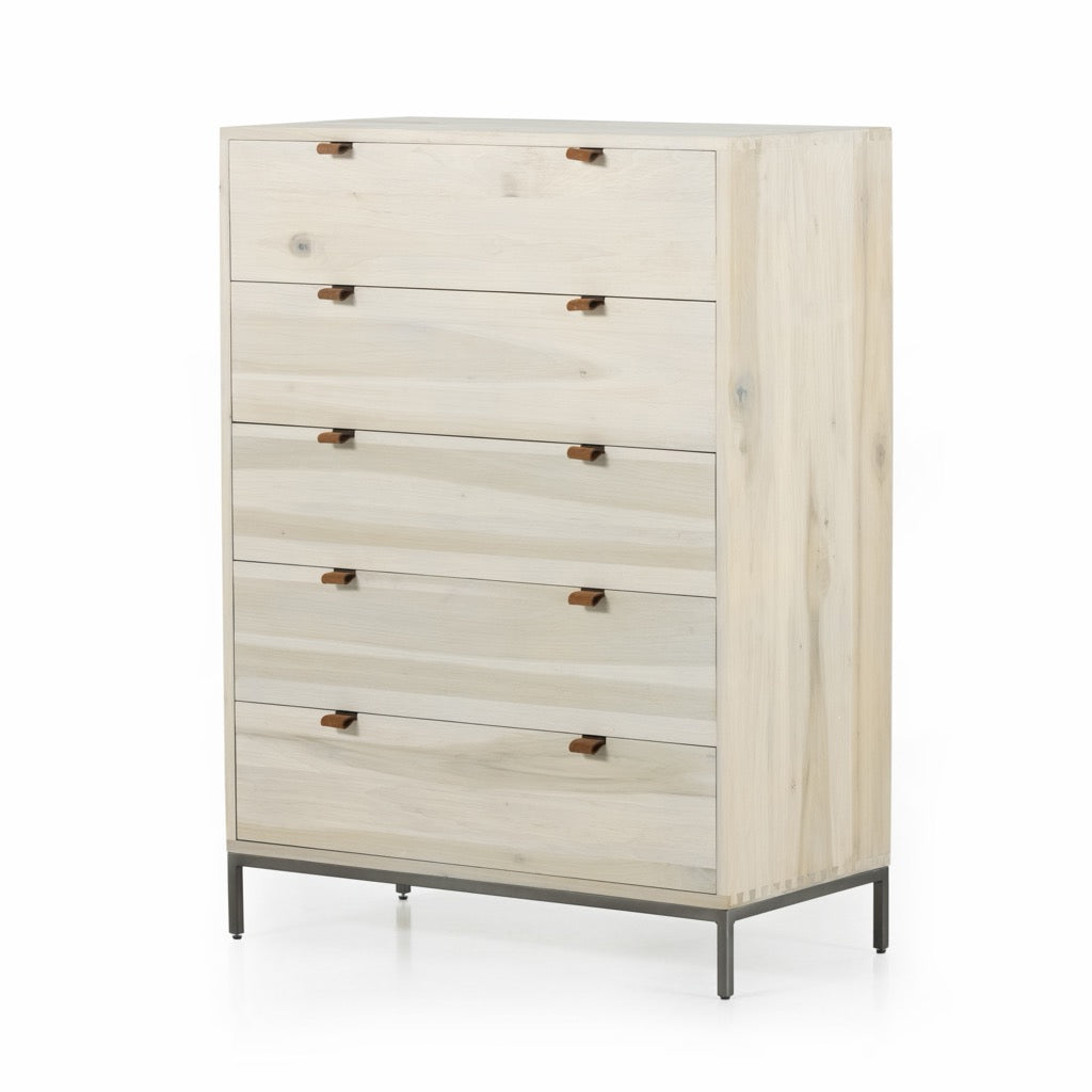 Trey 5 Drawer Dresser Dove Poplar Angled View 108604-003
