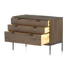 Trey Large Nightstand auburn poplar angled view with 3 drawers open