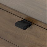 Trey Large Nightstand up close view of drawer black leather hardware