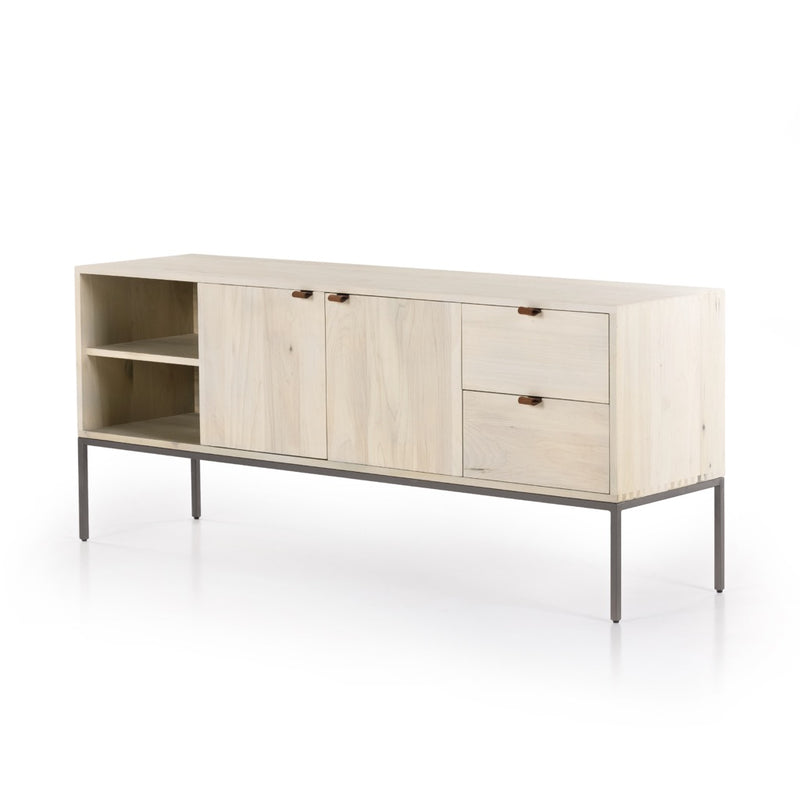 Trey Media Console Dove Poplar Angled View