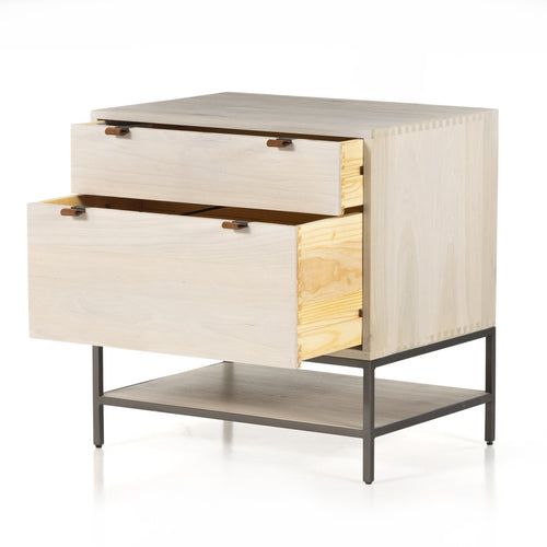 Trey Modular Filing Cabinet Dove Poplar Open Drawers Angled View 107318-007
