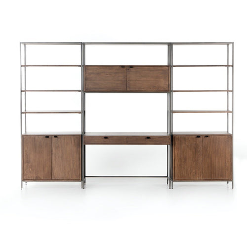 Trey Modular Wall Desk W/ 2 Bookcases Front View