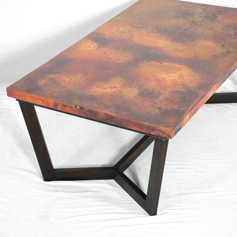 Trico Iron & Copper Coffee Table - Natural Patina - Profile Detail | Artesanos Copper