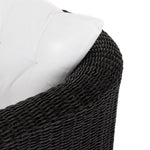 Tucson Woven Outdoor Chair close up back rest and white cushion
