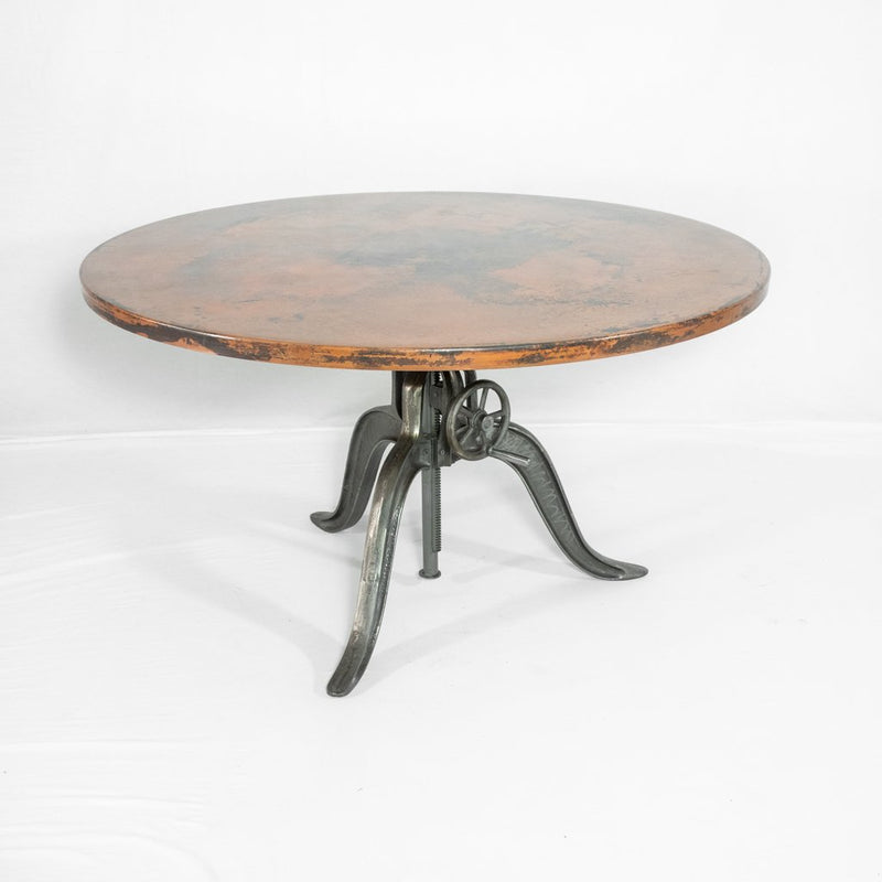 Twilight Crank Copper Dining Table - Natural w/ Spots