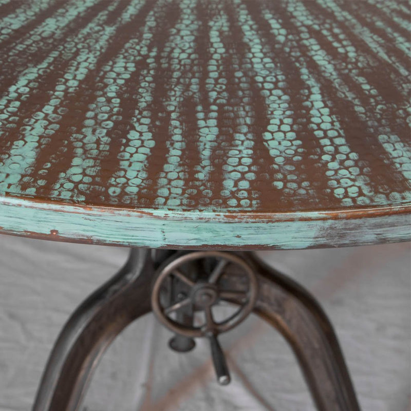 Adjustable Crank Copper Top Dining table