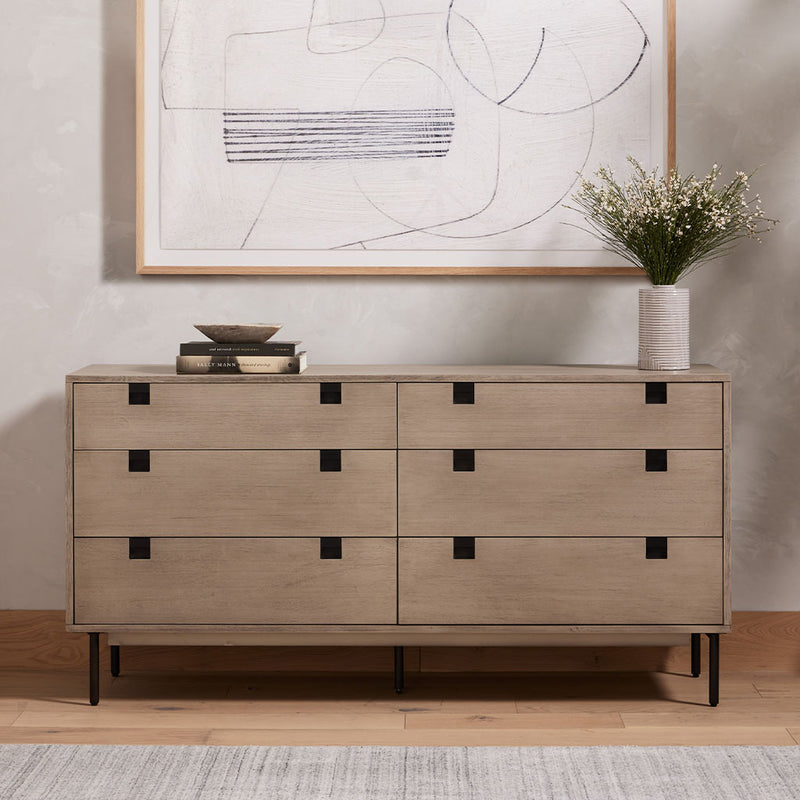 Carly 6 Drawer Dresser - Grey Wash | Four Hands Carly 6 Drawer Dresser - Grey Wash | Four Hands