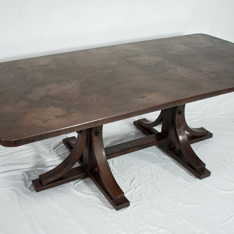 Vestal Long Copper Dining Table - Dark Brown Copper