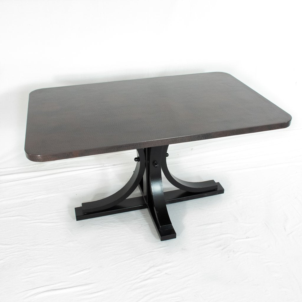 Vestal Rectangle Copper Dining Table - Black & Dark Brown Finish ...
