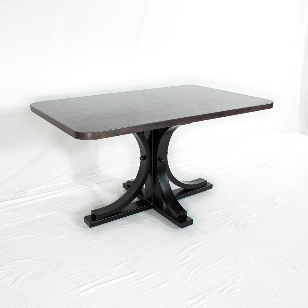 Vestal Rectangle Copper Dining Table - Black & Dark Brown Finish ...
