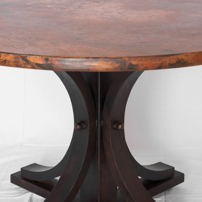 copper dining table with iron base vestal