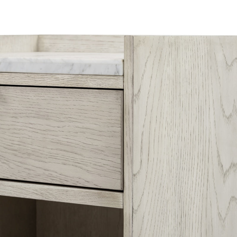 Oak and Marble Nightstand Four Hands