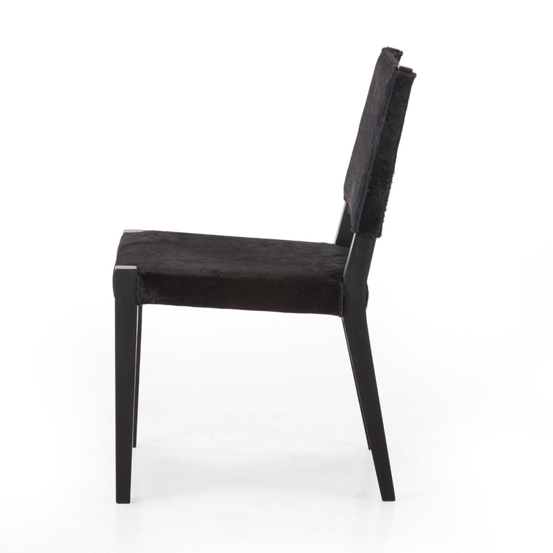 Villa Dining Chair Black Hair on Hide Side View Four Hands