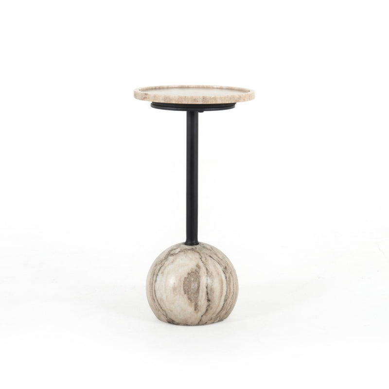 Four Hands Viola Accent Table Antique White Marble full view