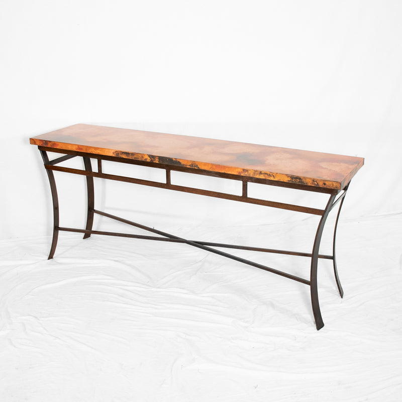 Windom Copper Console Table - Natural Copper Patina - Alternate Profile View