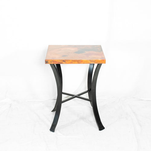 Windom Iron & Copper Accent Table - Black & Natural Copper Patina - Side View