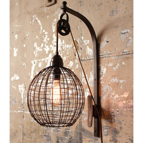 Wire Sphere Wall Sconce Lamp mounted on a walll