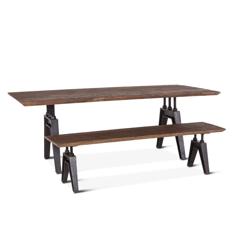 Carnegie Teak Dining Table angled view with bench