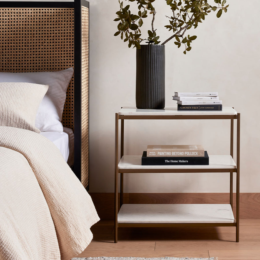 Felix Marble Nightstand - Antique Brass | Four Hands