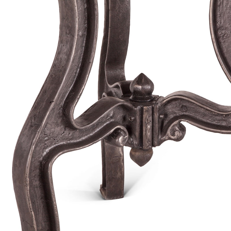 Rustic French Dining Table close up cast iron