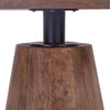 Home Trends and Design Wooden Dining Table close view of cast iron
